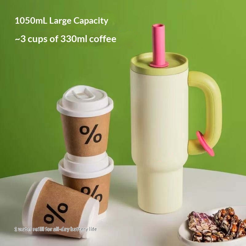 ISSI DIARY 1050ml Stainless Steel Straw Tumbler Large-Capacity Vacuum Insulated Car Mountable Cup - Image 3