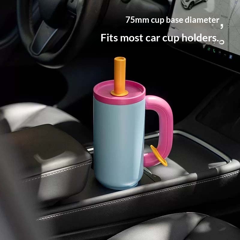 ISSI DIARY 1050ml Stainless Steel Straw Tumbler Large-Capacity Vacuum Insulated Car Mountable Cup - Image 6