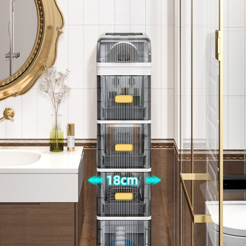 ISSI DIARY 18cm Slim Transparent Drawer Organizer Kitchen Gap Storage Cabinet Bathroom Narrow Gap - Image 2