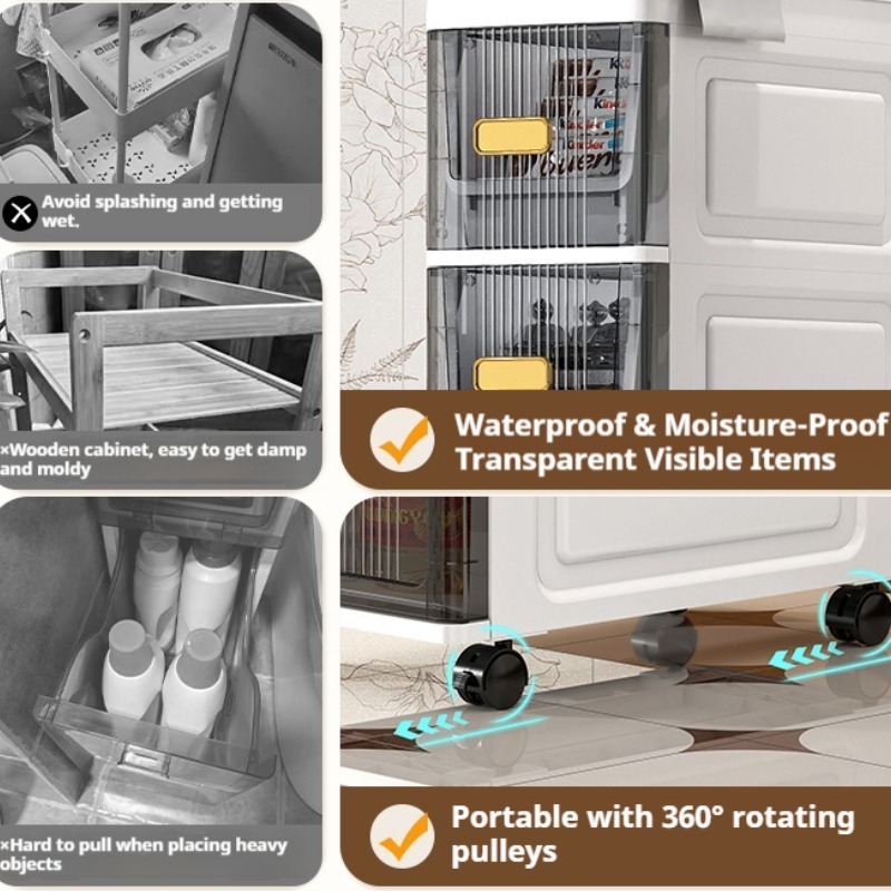 ISSI DIARY 18cm Slim Transparent Drawer Organizer Kitchen Gap Storage Cabinet Bathroom Narrow Gap - Image 4