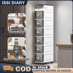 ISSI DIARY 18cm Slim Transparent Drawer Organizer Kitchen Gap Storage Cabinet Bathroom Narrow Gap