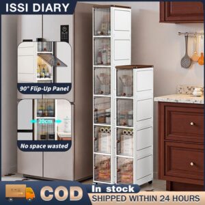 ISSI DIARY 20cm Wide Crevice Storage Cabinet Kitchen Refrigerator Multi-Layer Floor Standing Shelf
