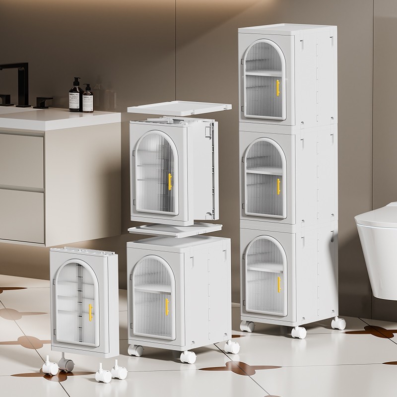 ISSI DIARY 28cm Transparent Multi-Layer Seam Storage Cabinet, Movable Waterproof Thickened Bathroom - Image 5