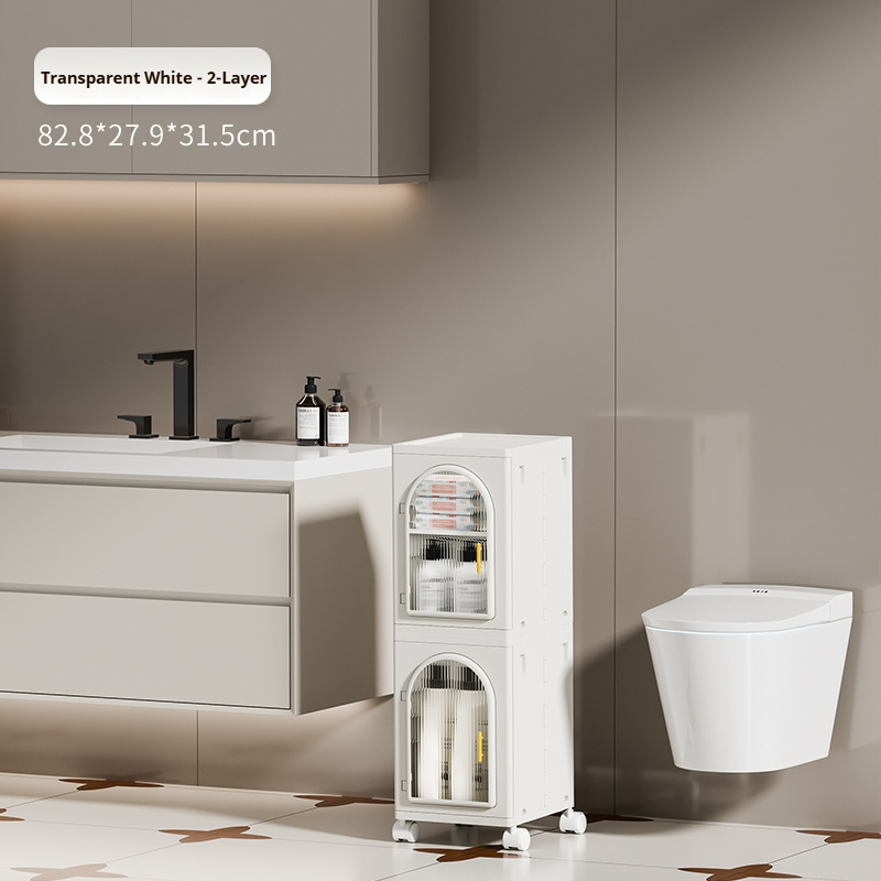 ISSI DIARY 28cm Transparent Multi-Layer Seam Storage Cabinet, Movable Waterproof Thickened Bathroom - Image 6