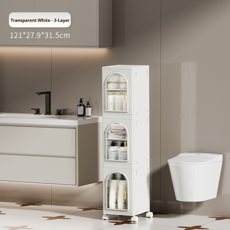 ISSI DIARY 28cm Transparent Multi-Layer Seam Storage Cabinet, Movable Waterproof Thickened Bathroom - Image 7