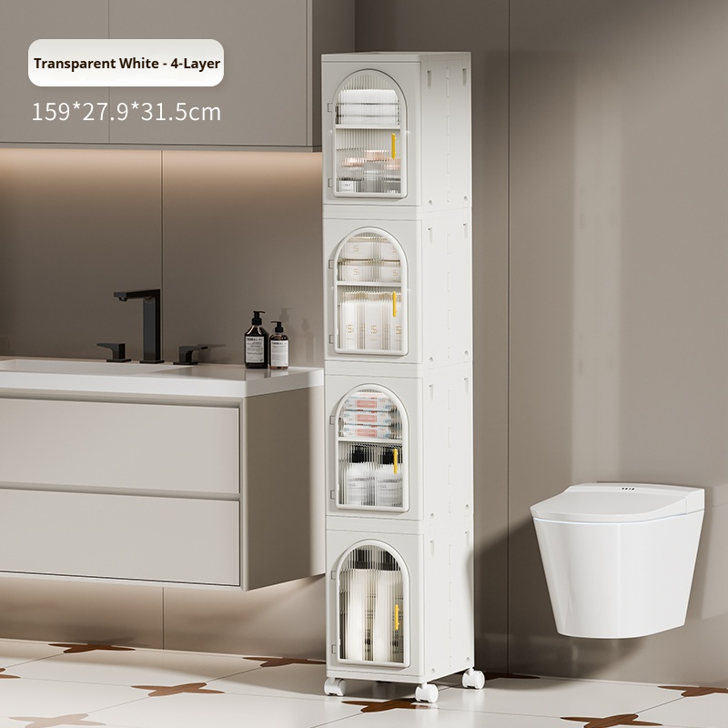 ISSI DIARY 28cm Transparent Multi-Layer Seam Storage Cabinet, Movable Waterproof Thickened Bathroom - Image 8