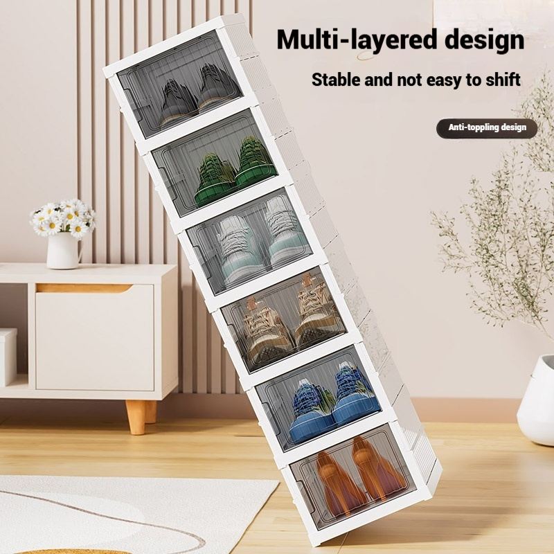 ISSI DIARY 3/6/9 Layers Foldable Installation-free Shoe Box Transparent Shoe Storage Organizer - Image 7