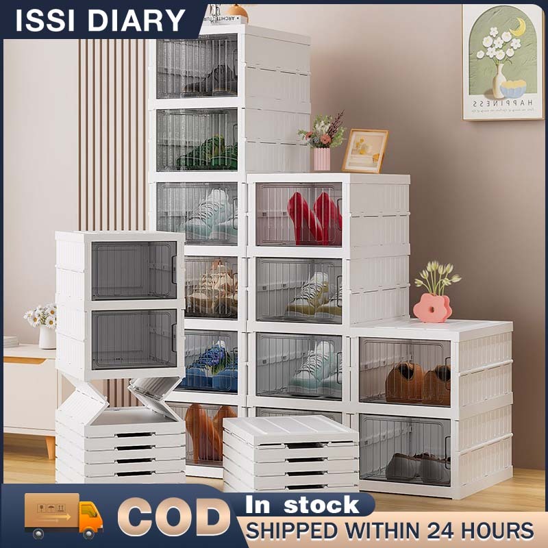 ISSI DIARY 3/6/9 Layers Foldable Installation-free Shoe Box Transparent Shoe Storage Organizer