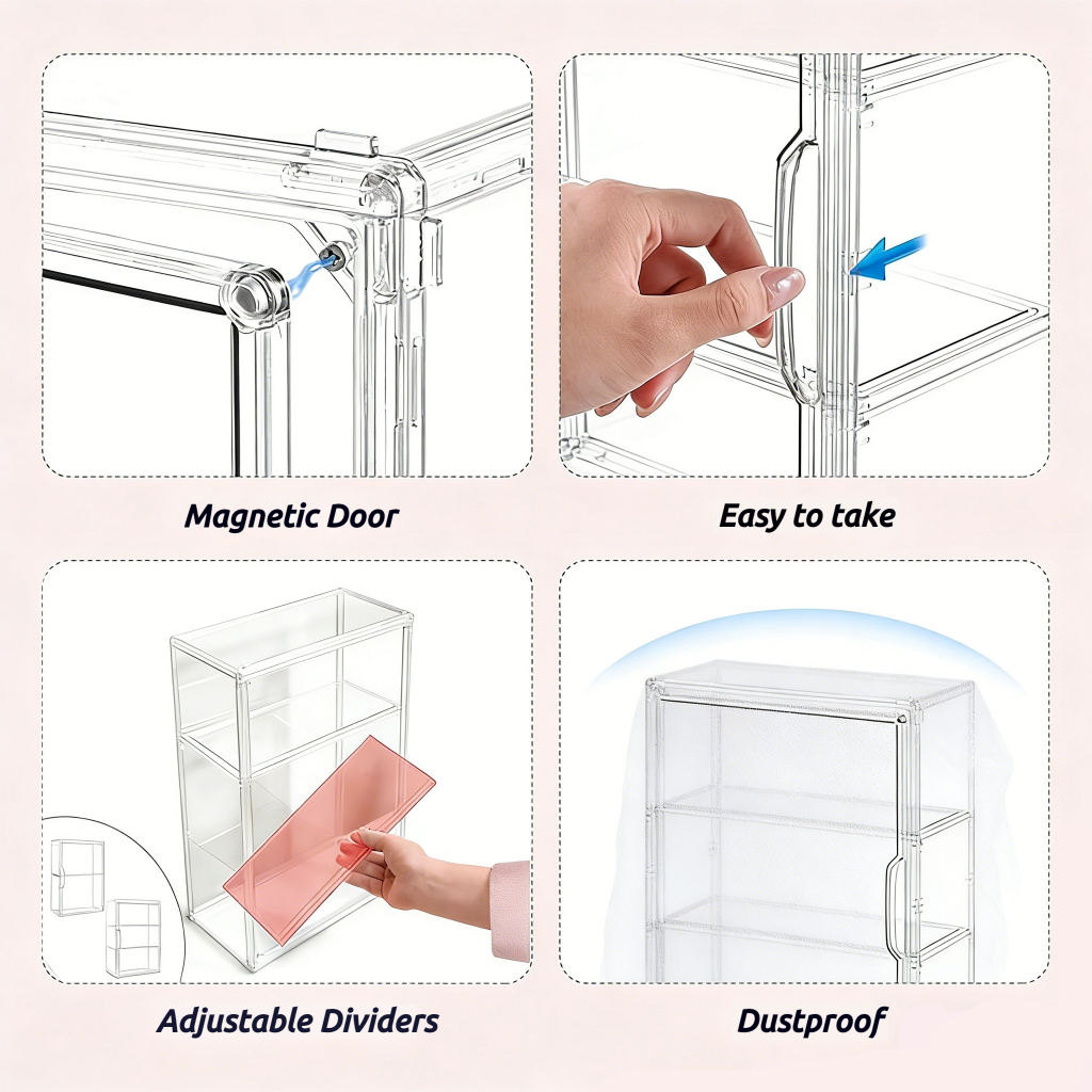ISSI DIARY 3 Layers Acrylic Display Case Dustproof Cup Display Kitchen Storage Rack Cup Holder - Image 3