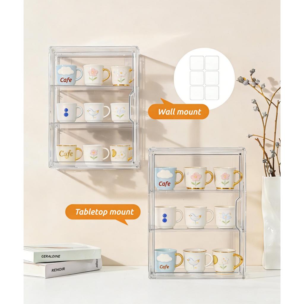 ISSI DIARY 3 Layers Acrylic Display Case Dustproof Cup Display Kitchen Storage Rack Cup Holder - Image 4