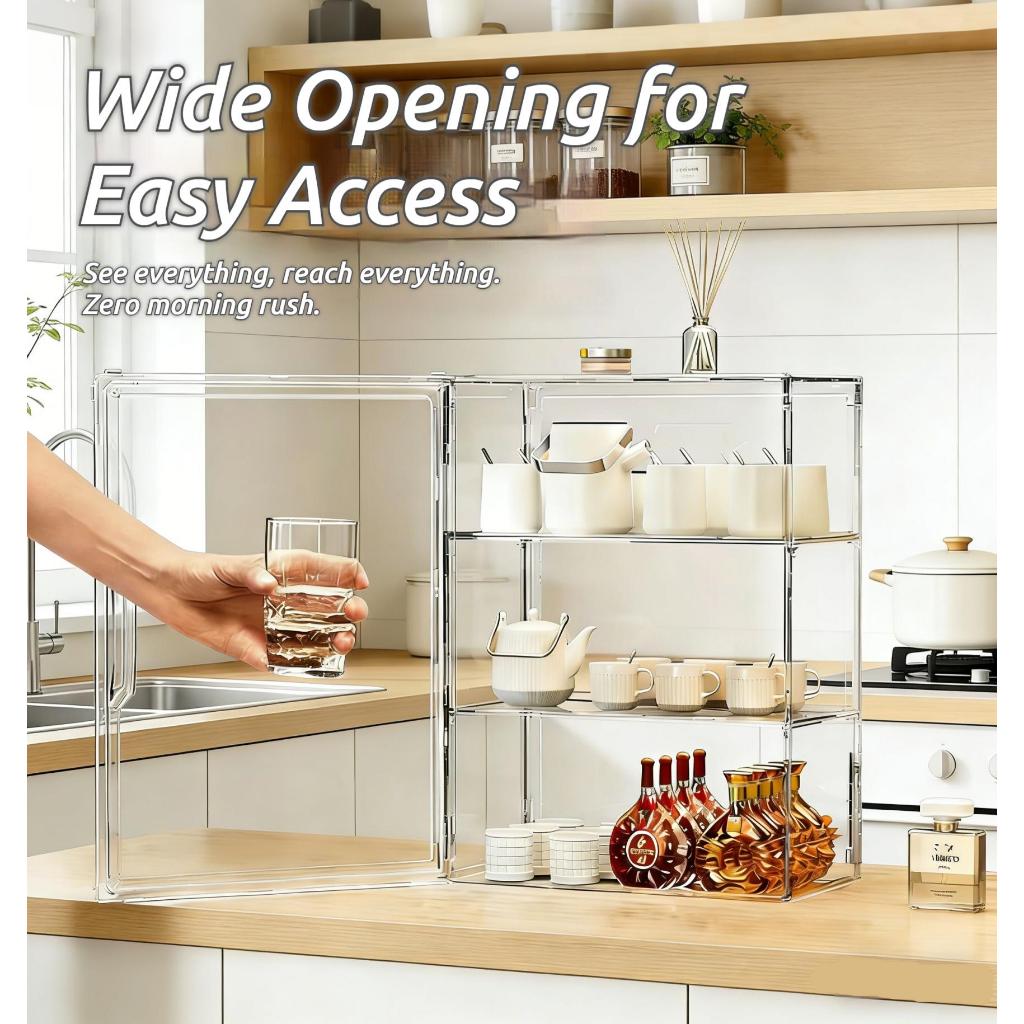 ISSI DIARY 3 Layers Acrylic Display Case Dustproof Cup Display Kitchen Storage Rack Cup Holder - Image 6