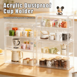 ISSI DIARY 3 Layers Acrylic Display Case Dustproof Cup Display Kitchen Storage Rack Cup Holder