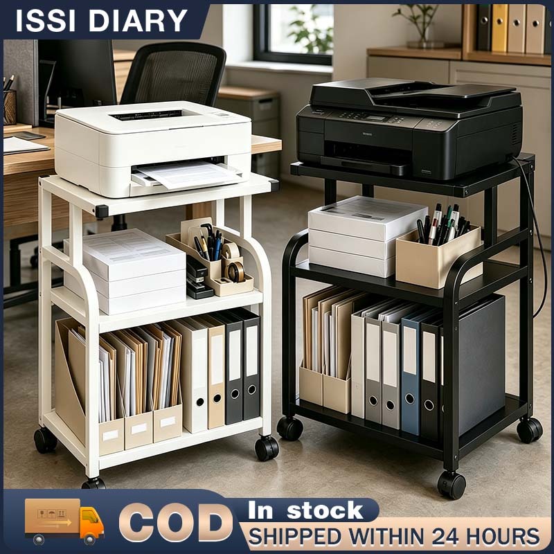 3-Tier Rolling Printer Stand with Wheels, Storage Rack for Home W