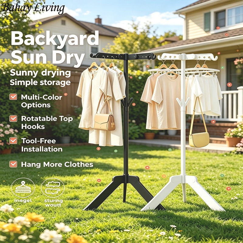 ISSI DIARY 360 Rotating Clothes Rack Folding Garment Hanger Stand Portable Drying Organizer Rack - Image 3