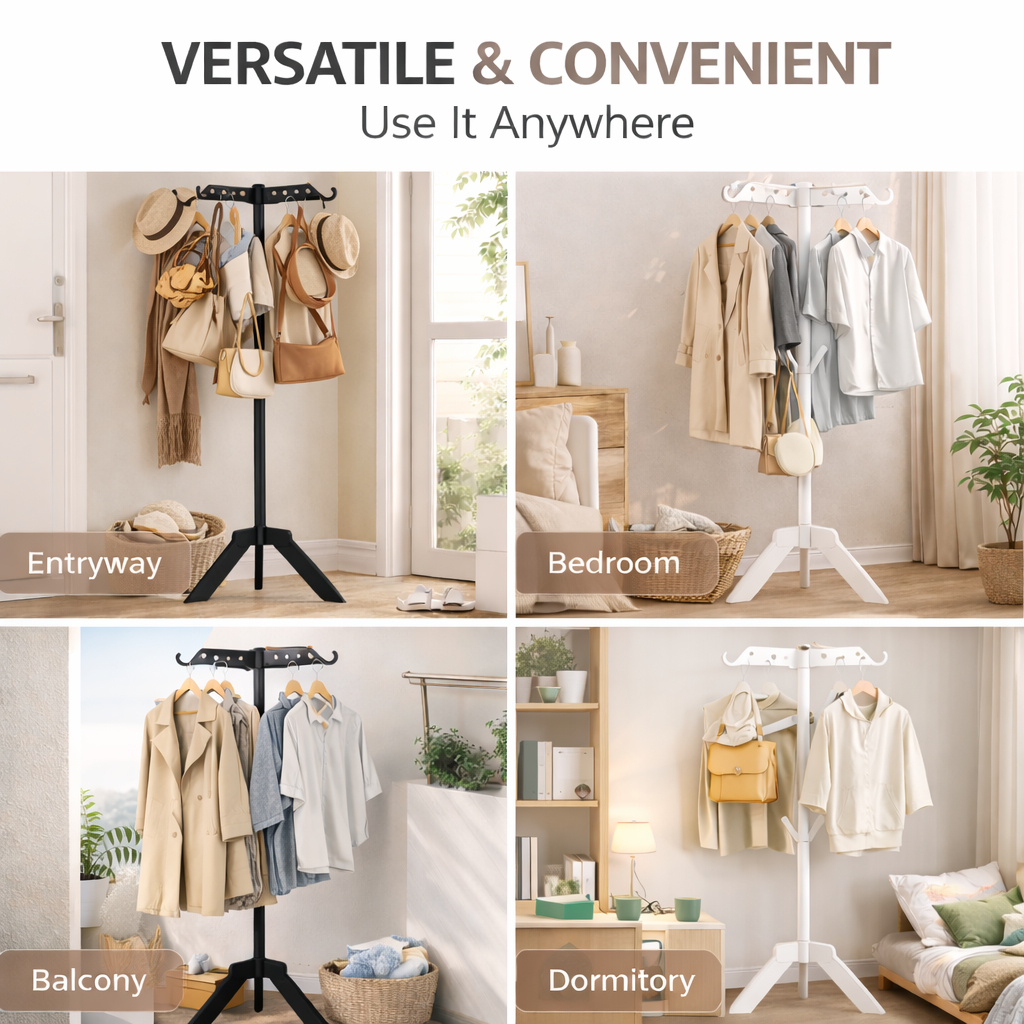 ISSI DIARY 360 Rotating Clothes Rack Folding Garment Hanger Stand Portable Drying Organizer Rack - Image 7