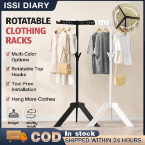 ISSI DIARY 360 Rotating Clothes Rack Folding Garment Hanger Stand Portable Drying Organizer Rack