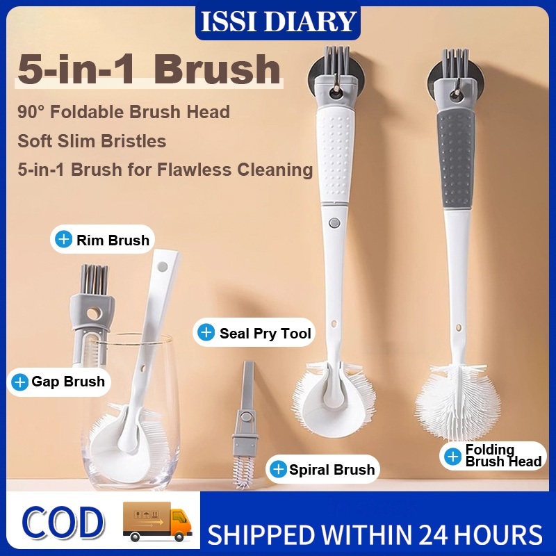 ISSI DIARY 5 in 1 Bottle Cleaning Brush Set Detachable Long Handle Brushes for Cups and Tumbler