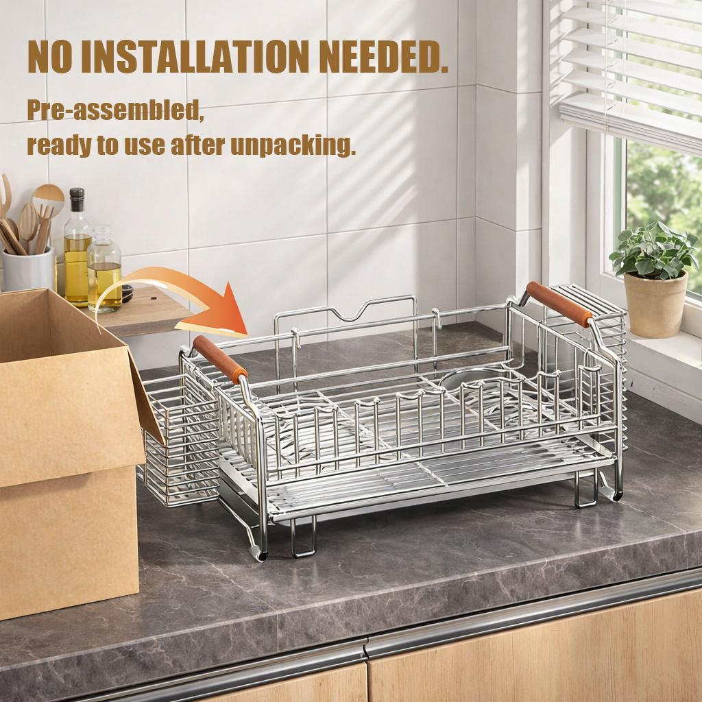 ISSI DIARY 6 in 1 Pullout Stainless Dish Rack Kitchen Organize rwith Dish Rack Drainer Organizer - Image 5