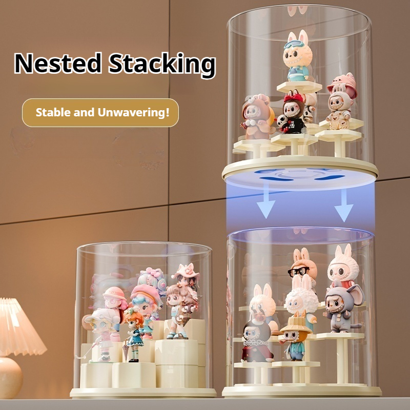 ISSI DIARY Acrylic 360° Rotating Display Case for Labu Figurines Stackable Modular Storage - Image 7