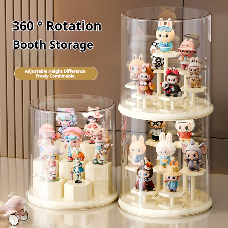 ISSI DIARY Acrylic 360° Rotating Display Case for Labu Figurines Stackable Modular Storage - Image 8