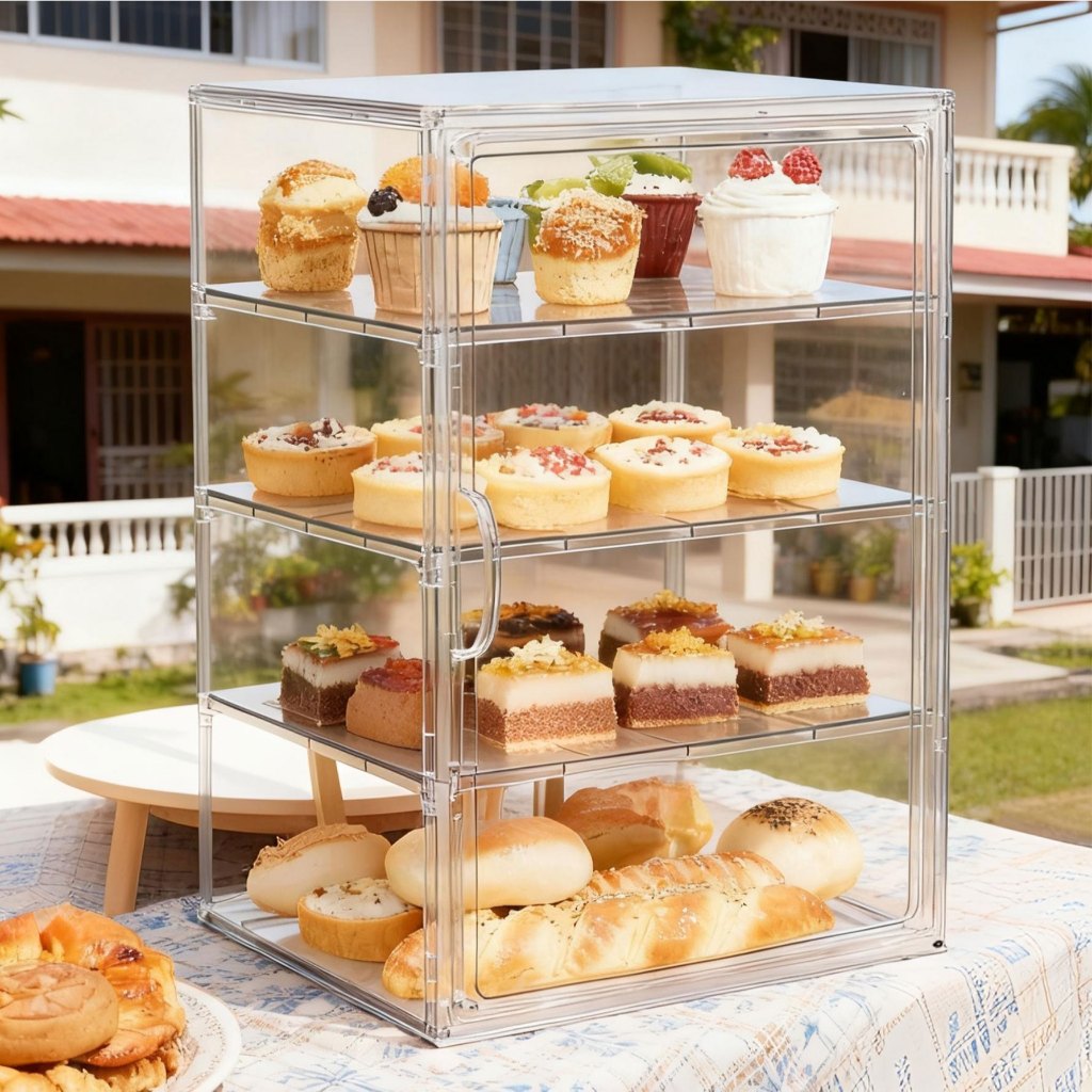 ISSI DIARY Acrylic Clear Food Storage Display Case Stackable Dustproof Organizer for Cake Desk - Image 2