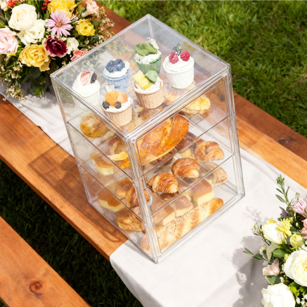 ISSI DIARY Acrylic Clear Food Storage Display Case Stackable Dustproof Organizer for Cake Desk - Image 3