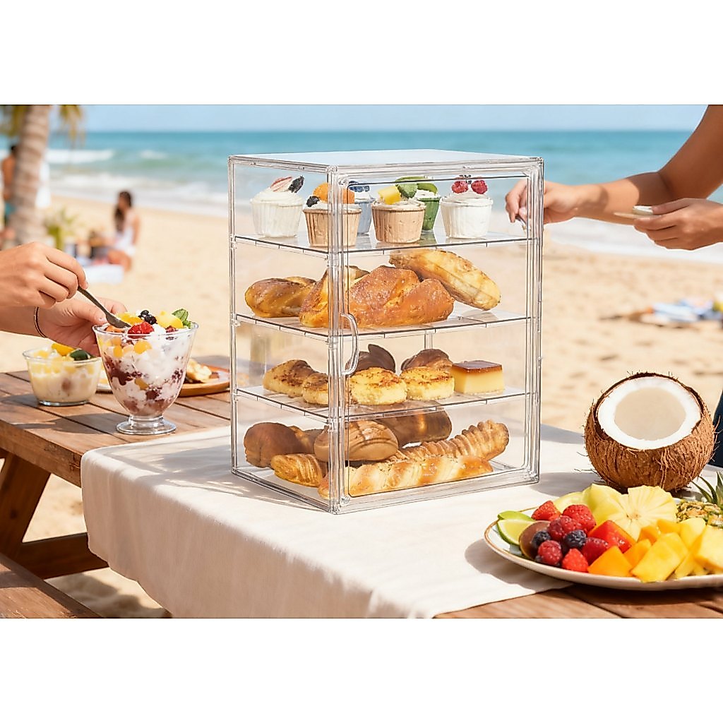 ISSI DIARY Acrylic Clear Food Storage Display Case Stackable Dustproof Organizer for Cake Desk - Image 4