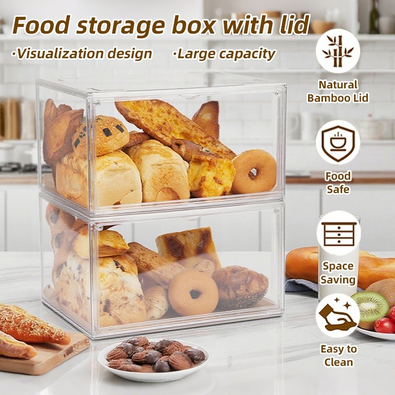 ISSI DIARY Acrylic Clear Food Storage Display Case Stackable Dustproof Organizer for Cake Desk - Image 5
