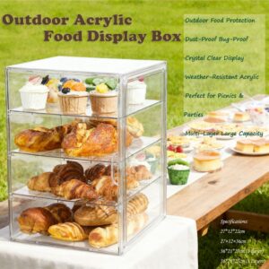 ISSI DIARY Acrylic Clear Food Storage Display Case Stackable Dustproof Organizer for Cake Desk