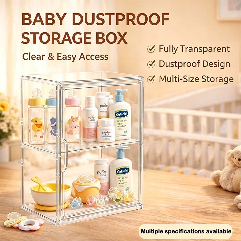 ISSI DIARY Acrylic Shelf Baby Bottle Storage Fully Transparent Dustproof for Kids Supplies