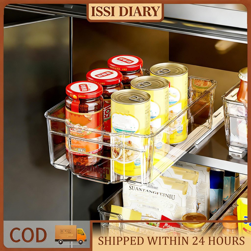 Clear Acrylic Pull Out Fridge Organizer Bin Large Telescopic Stor