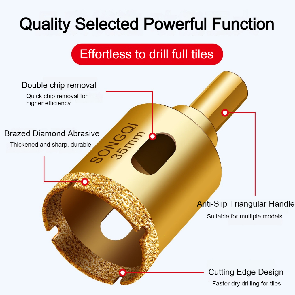 ISSI DIARY Diamond Drill Bit Set 12pcs Brazed Hole Saw Tile Glass Marble Granite Dry Drilling - Image 3