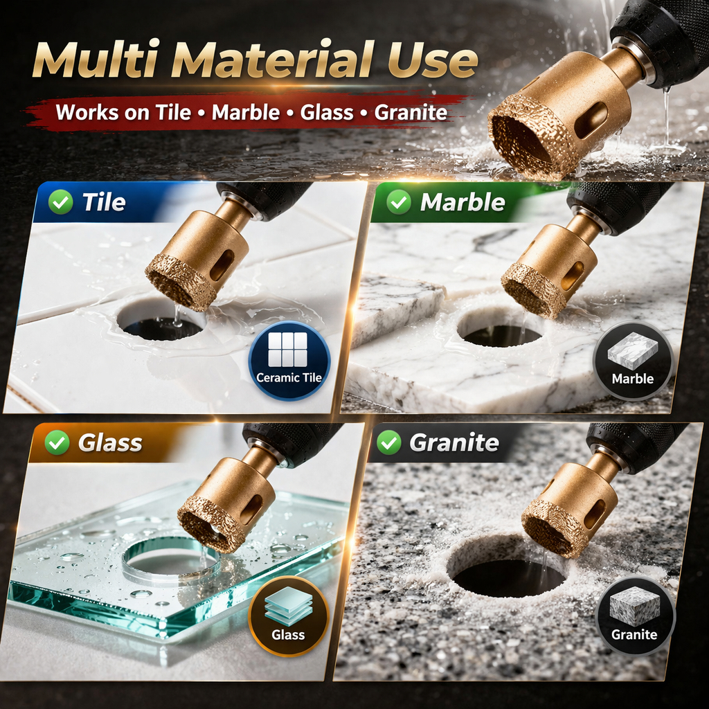 ISSI DIARY Diamond Drill Bit Set 12pcs Brazed Hole Saw Tile Glass Marble Granite Dry Drilling - Image 5