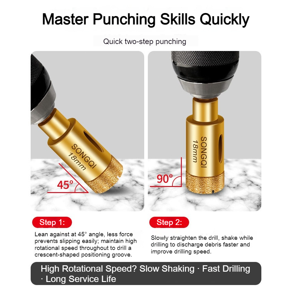 ISSI DIARY Diamond Drill Bit Set 12pcs Brazed Hole Saw Tile Glass Marble Granite Dry Drilling - Image 6