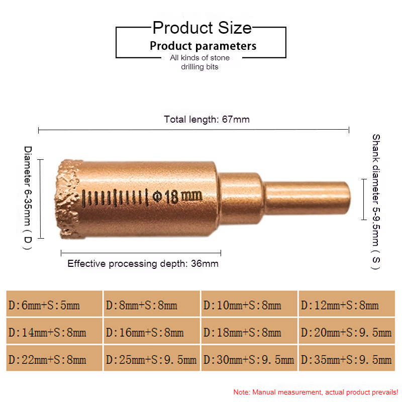 ISSI DIARY Diamond Drill Bit Set 12pcs Brazed Hole Saw Tile Glass Marble Granite Dry Drilling - Image 7