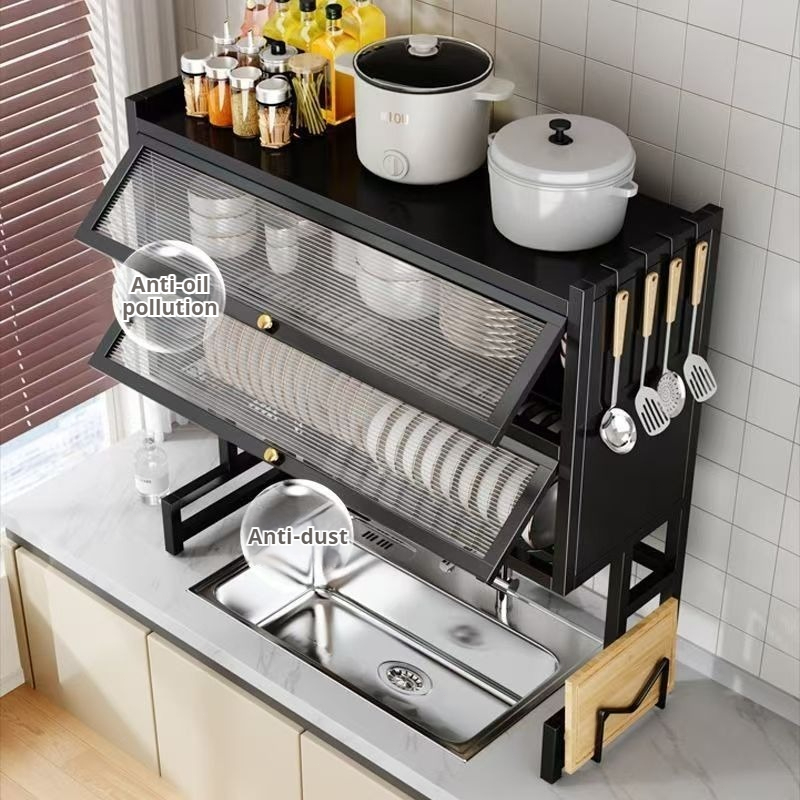 ISSI DIARY Dish Cabinet Rack Sink Rack With Cover Drying Multi-functional Storage Kitchen Organize - Image 2