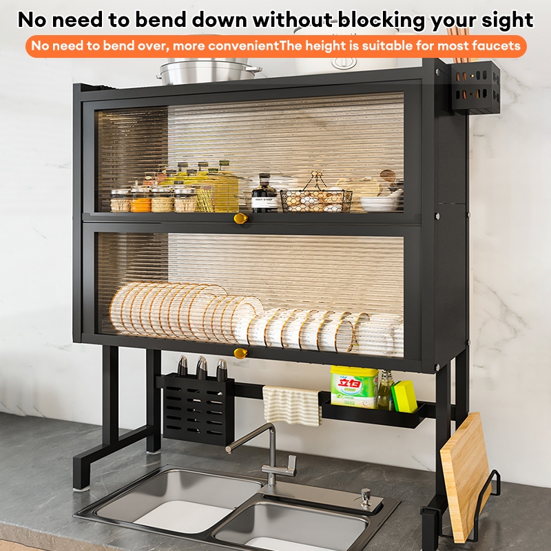 ISSI DIARY Dish Cabinet Rack Sink Rack With Cover Drying Multi-functional Storage Kitchen Organize - Image 4