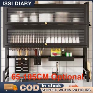 ISSI DIARY Dish Cabinet Rack Sink Rack With Cover Drying Multi-functional Storage Kitchen Organize