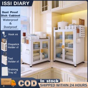 ISSI DIARY Dish Rack Storage Cabinet Multi-functional Kitchen Organizer With Drainer Plate Rack