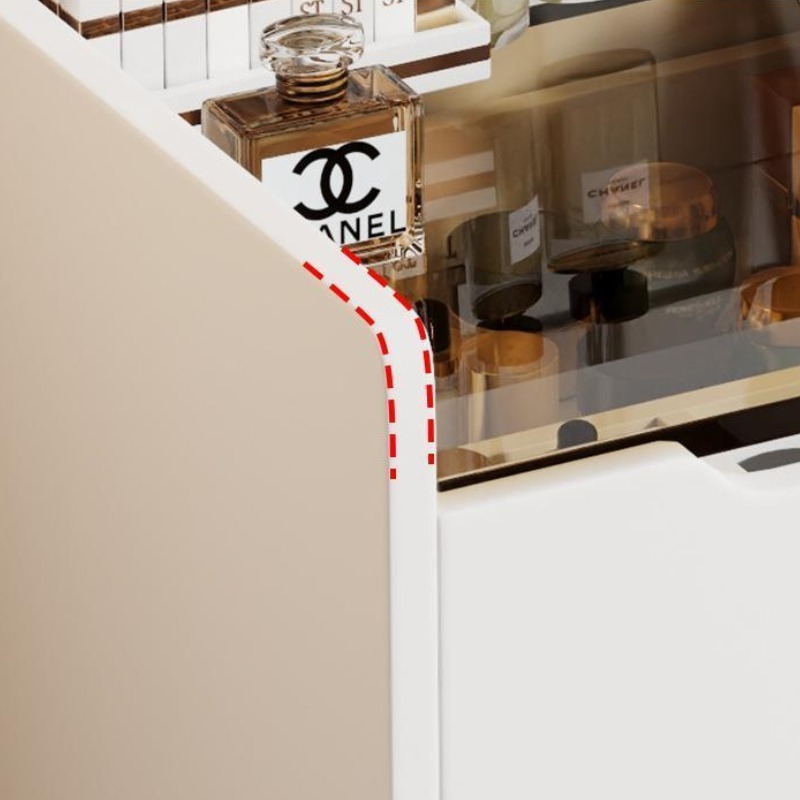 ISSI DIARY Flip-top Dressing Table with Chair Bedside Multi-Space Drawer Storage Cabinet with Mirror - Image 3