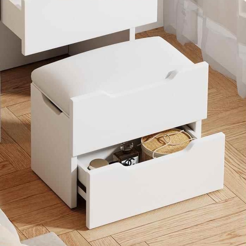 ISSI DIARY Flip-top Dressing Table with Chair Bedside Multi-Space Drawer Storage Cabinet with Mirror - Image 4