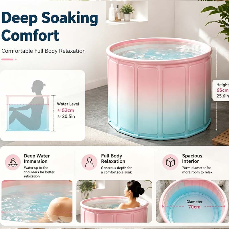 ISSI DIARY Foldable Bathtub 1S Unfold Long-lasting Heat Retention. Portable Freestanding for Adults - Image 4