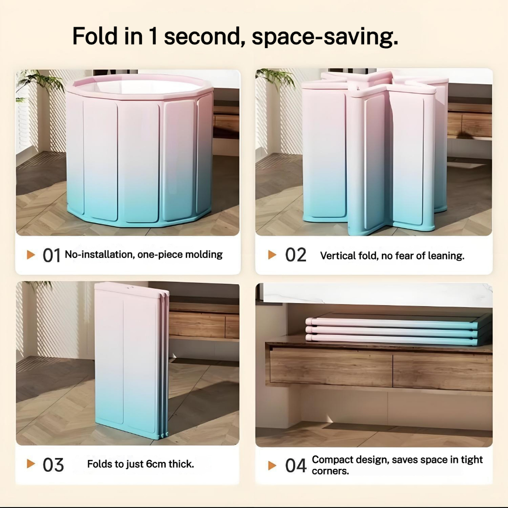 ISSI DIARY Foldable Bathtub 1S Unfold Long-lasting Heat Retention. Portable Freestanding for Adults - Image 6