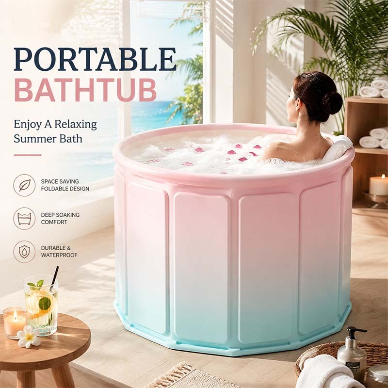 Foldable Bathtub 1S Unfold Long-lasting Heat Retention. Portable 