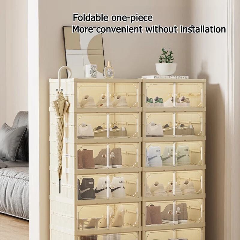 ISSI DIARY Foldable Shoe Box Installation-Free Shoe Rack Organizer Storage Cabinet Dust Proof - Image 3