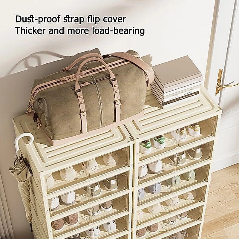 ISSI DIARY Foldable Shoe Box Installation-Free Shoe Rack Organizer Storage Cabinet Dust Proof - Image 6