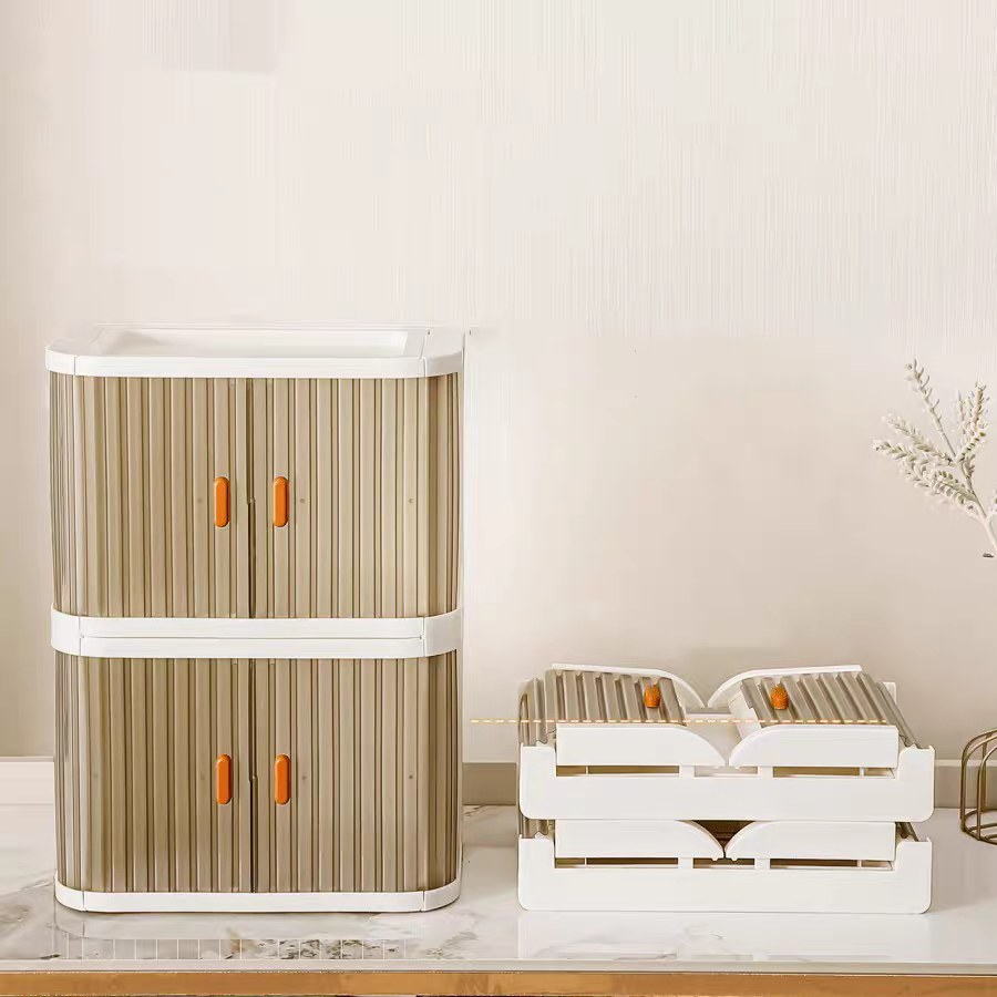 ISSI DIARY Foldable Stacking Dustproof Storage Box 1-2 Tier for Desk Cosmetics Stationery & Clothes - Image 2