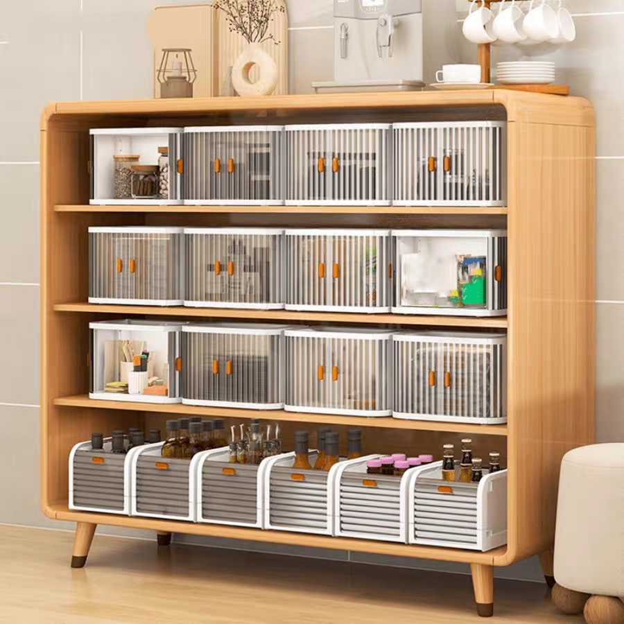 ISSI DIARY Foldable Stacking Dustproof Storage Box 1-2 Tier for Desk Cosmetics Stationery & Clothes - Image 3