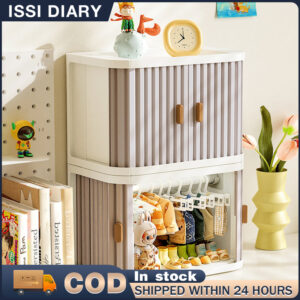 ISSI DIARY Foldable Stacking Dustproof Storage Box 1-2 Tier for Desk Cosmetics Stationery & Clothes