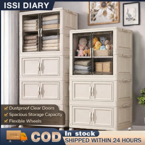 ISSI DIARY Home Free Installation Folding Storage Cabinet, Multi-Layer Baby Wardrobe